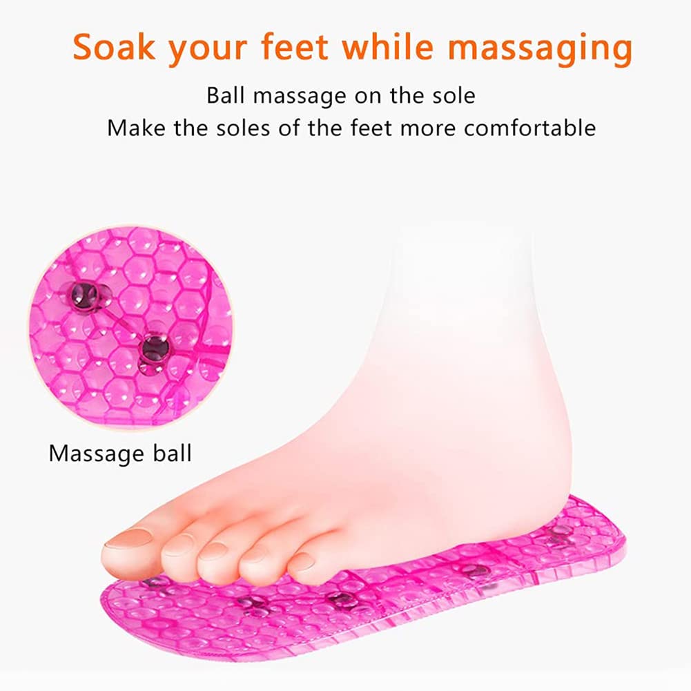 Massage Foot Spa Shoes Portable Feet Soaking Tub, Movable Foot Soaker Pedicure Feet Spa Basin for Thermal Massage to Promote Blood Circulation (Large, Red)