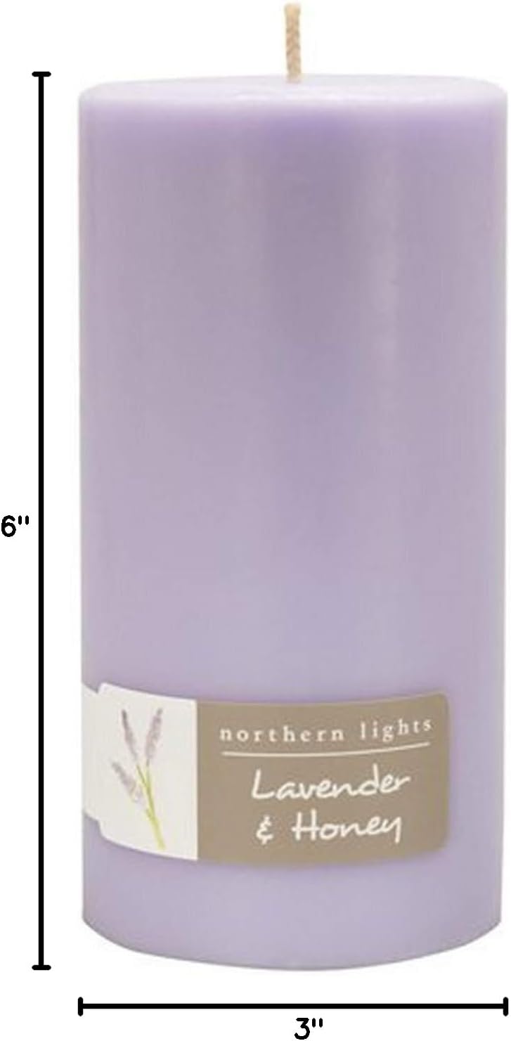 Northern Lights Candles 31638 Lavender & Honey Pillar Candle, 3x6, Lilac