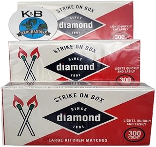 Strike On Box Matches (3 Boxes of 300) Multi Use Candle Fireplace Grill BBQ Kitchen Camping and Many Other Occasions Includes a K&B Merchandise Magnet [Packaging May Vary]