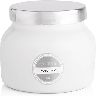 Capri Blue Volcano Scented and Luxury Glass Jar Candles for Home Scented with Tropical Fruit & Sugared Citrus - Soy Wax Blend, White Color (8 Oz)