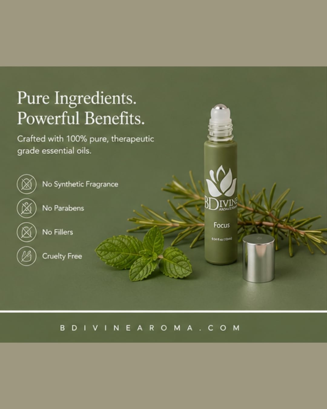 Focus Essential Oil Roll-On - Therapeutic, Aromatic Blend for Concentration and Clarity (10ml)