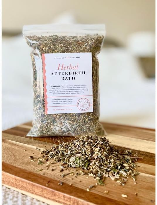 Herbal Postpartum Bath by in His Hands. 12 Ounces of Handmade Soothing Herbs and Sea Salt for Postpartum. Healing, Relaxing, Soothing Bath for Postpartum Recovery with Salt!