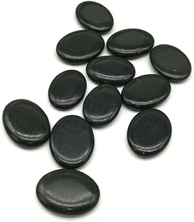 12Pcs Small Hot Massage Stones Set Natural Lava Basalt Heated Warmer Stone for Spa Massage Black 1.18 x 1.57 in(3x4cm)