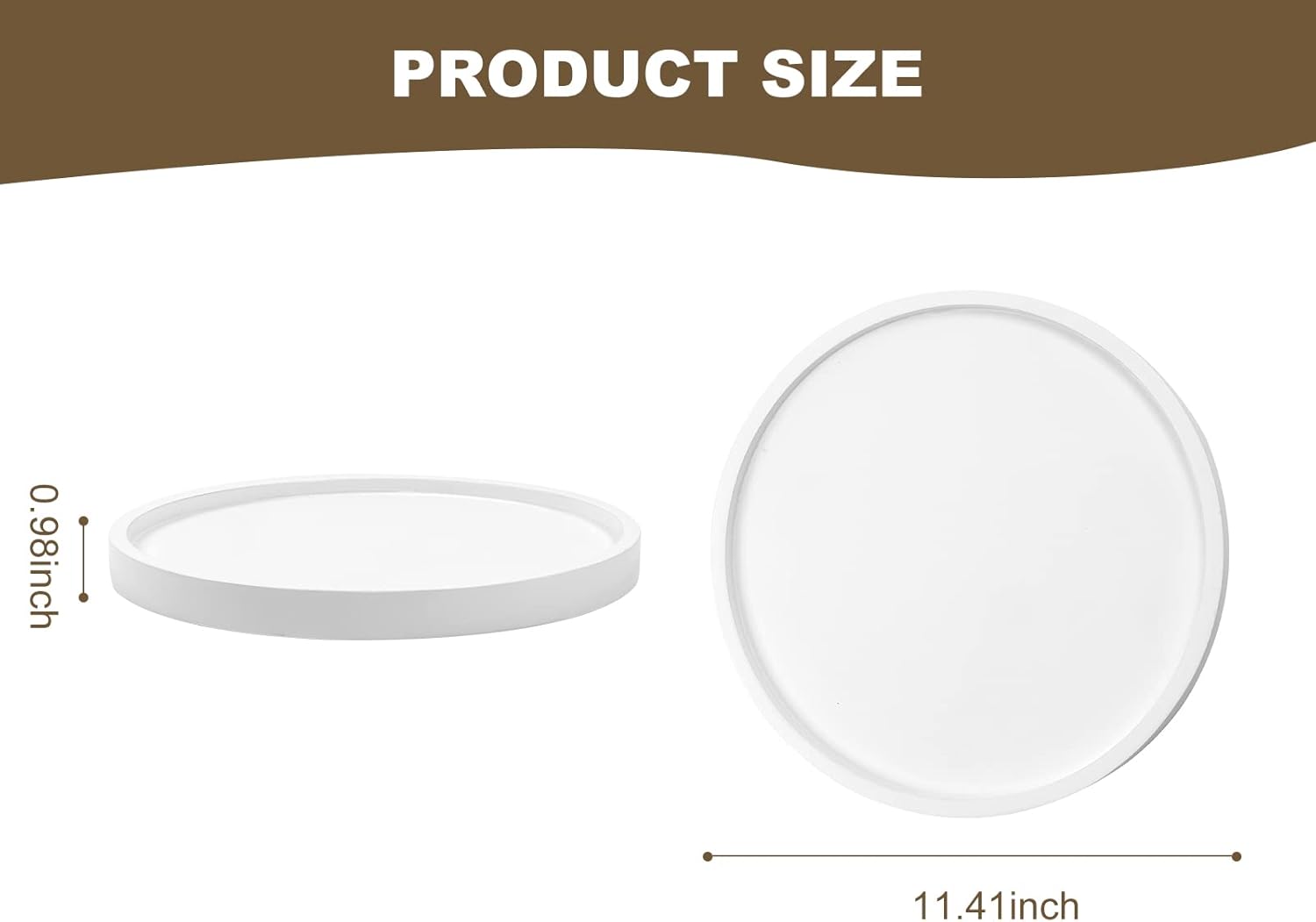 Pink Round Wood Decorative for Home Decor,Wooden Serving,Candle,Perfume Tray,Coffee Table Trays (11.5 inch, White)