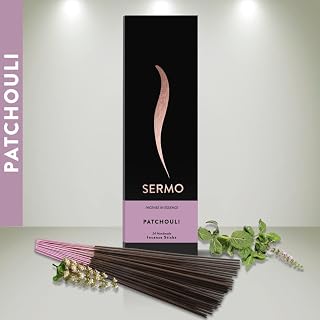 Sermo Premium 24 Incense Sticks Hand Rolled Low Smoke Perfect for Aromatherapy, Meditation, Relaxation, Positivity, Calming (Patchouli)