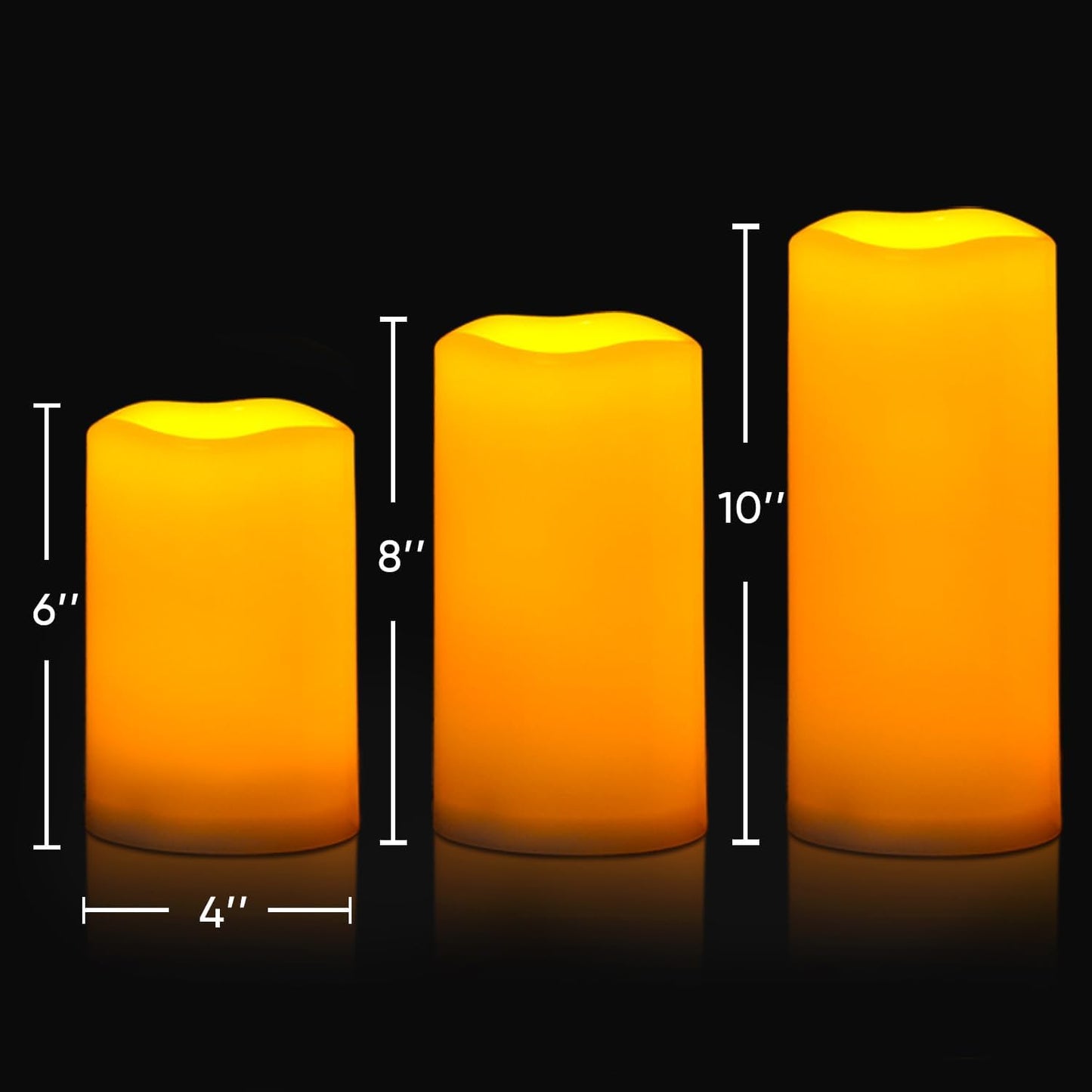 Homemory Large Solar Candles Outdoor Waterproof, 4"x6"8" 10", Dusk to Dawn, Solar Powered Flameless Candles for Outdoor, Lanterns, Set of 3