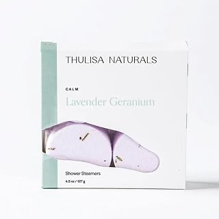 Thulisa Naturals Lavender Shower Steamers Aromatherapy | Organic Shower Bombs with Essential Oils | Self Care Christmas Birthday & Spa Gifts for Women & Men | Stocking Stuffers | 4 Pack