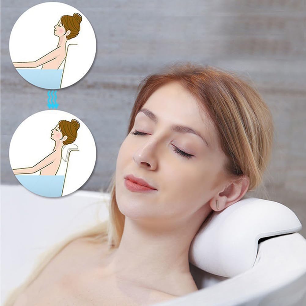 SPA Bath Pillow Non-Slip Bathtub Headrest Soft Waterproof Bath with Suction Cups Bath Neck Cushion Black