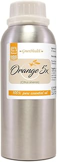 Orange 5X Essential Oil – 8 fl oz (237 ml) Aluminum Bottle w/Plug Cap – 100% Pure Essential Oil – GreenHealth