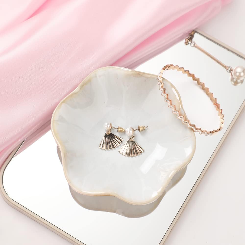 Binoster Ceramic Jewelry Dish, Leaf Jewelry Tray, Key Tray, Jewelry Holder, Small Ring Dish Holder, Jewelry Plate, Trinket Tray, Catchall Tray, Nightstand Decor for Entryway Table, Room Decor
