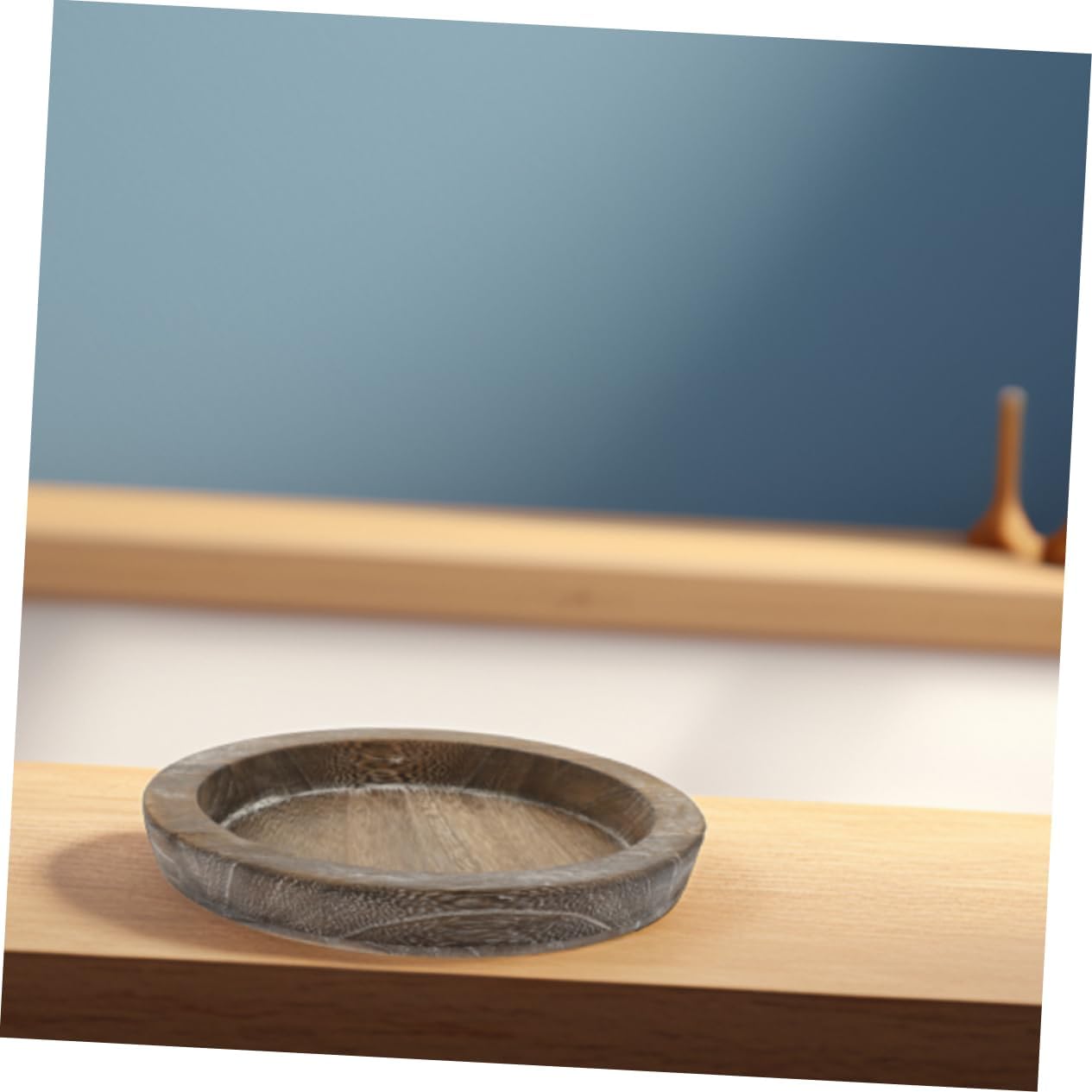 Solid Wood Candle Tray Multifunctional Round Decorative Holder Coffee Table Decor Tray