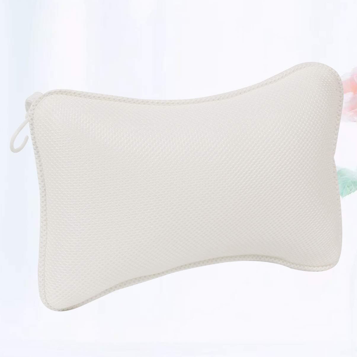 Bath Neck Pillow Bathtub Cushion Non- Slip Sponge Bathtub Pillow with Suction Cups Head Pillow Neck Shoulder Support Cushion for Home Hotel White Bath Back Pillow Bathroom Pillow