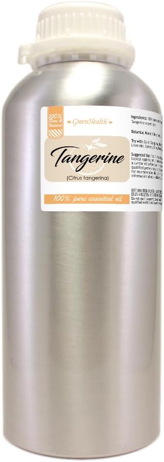 Tangerine Essential Oil – 32 fl oz (946 ml) Aluminum Bottle w/Plug Cap – 100% Pure Essential Oil – GreenHealth