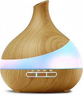 500ML Essential Oil Diffuser, Aroma Diffuser with Remote Control and 14 Colors LED Night Light, Quiet Cool Mist Humidifier for Bedroom Home Office Yoga Spa, Timer & Auto Shut-Off