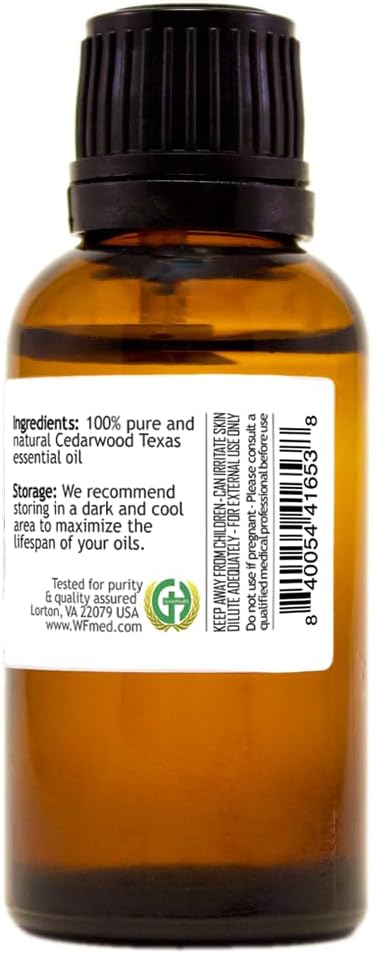 Cedarwood (Texas) Essential Oil - 1 fl oz - Amber Glass Bottle w/Euro Dropper - 100% Pure & Natural - GreenHealth