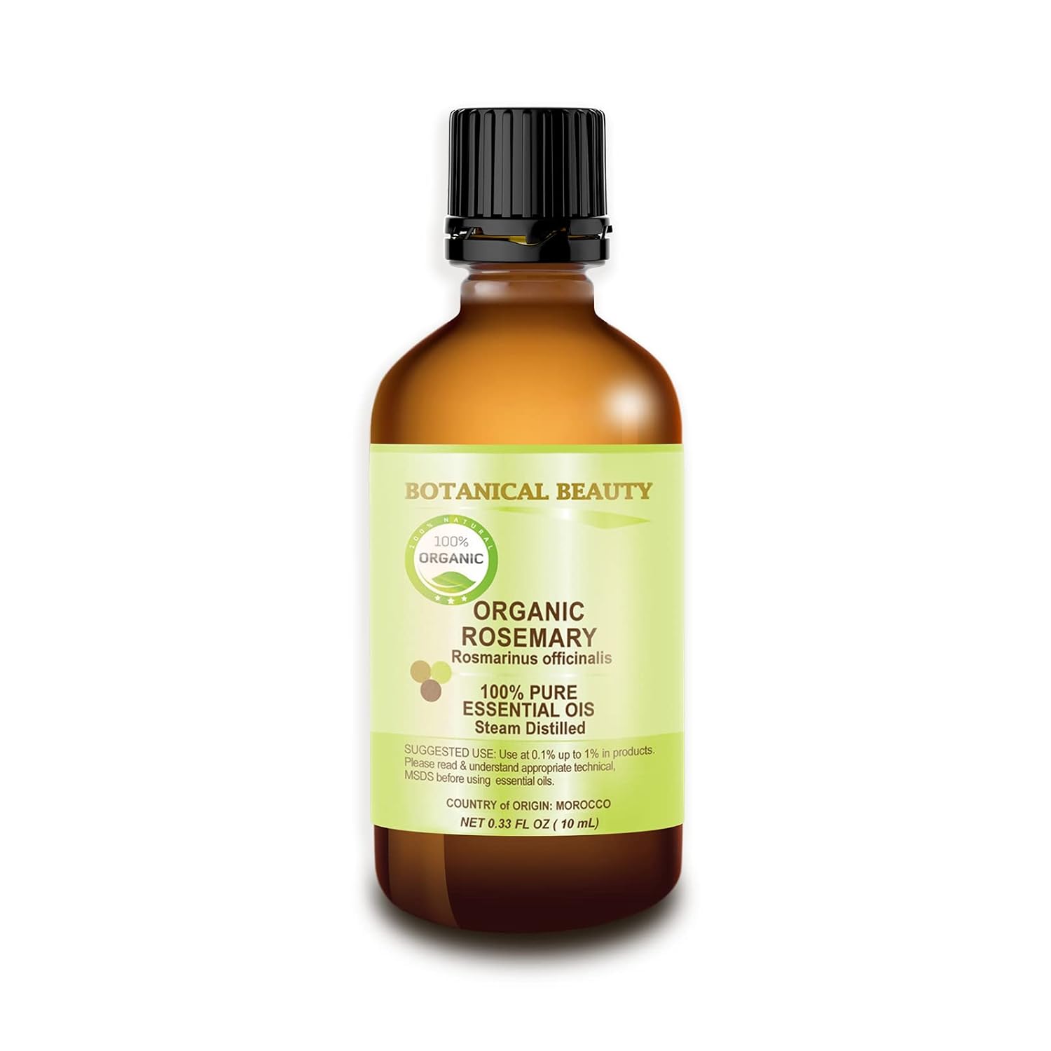Organic ROSEMARY Essential Oil. 100% Pure Therapeutic Grade, Premium Quality, Undiluted, Steam Distilled. 0.33 Fl.oz.- 10 ml. by Botanical Beauty.