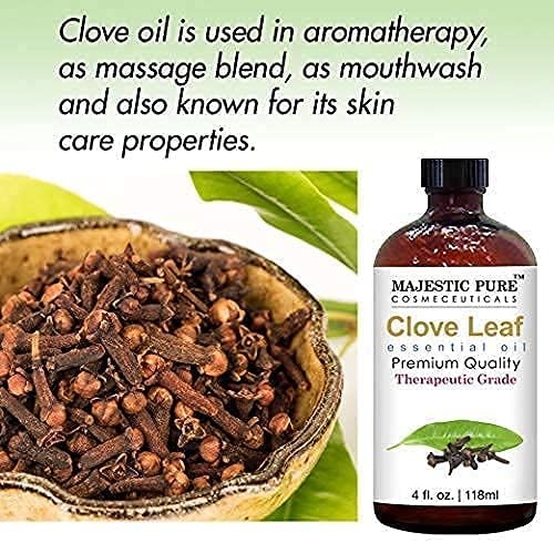 Majestic Pure Brazilian Orange Essential Oil with Clove Leaf Essential Oil - 100% Pure and Natural, Therapeutic Grade Oils – 4 fl oz Each