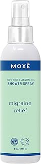 MOXE Migraine Relief Aromatherapy Shower Spray, Essential Oils for Headaches & Tension Relief, Natural 100% Essential Oils, Pure & Undiluted, Peppermint, Spearmint, Eucalyptus, Tea Tree, Made in USA