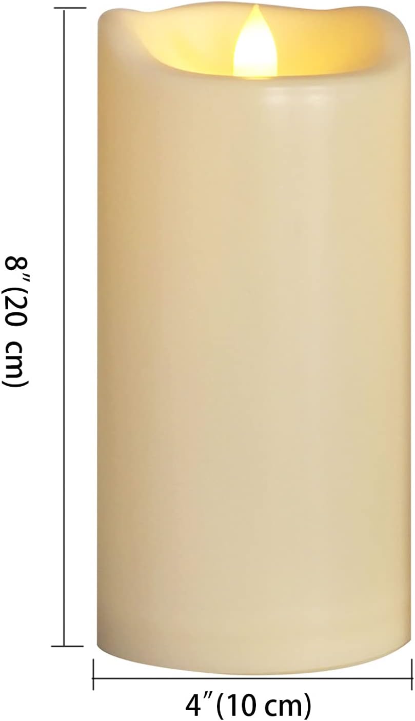 8"x4" Battery Operated Flameless LED Pillar Candle, Outdoor Waterproof Flickering Light with Remote & Timer for Halloween Party Wedding Party Home Decoration, 1 Pack