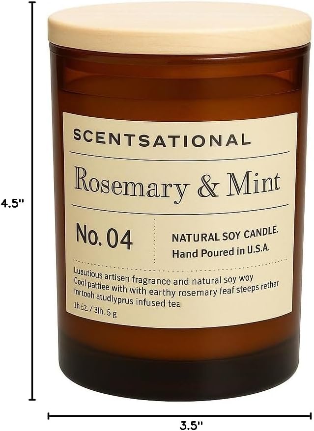 Scentsational Rosemary & Mint Scented | Natural Soy Candle | Hand Poured in the USA
