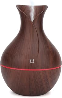 Essential Oil Diffuser, 130ml USB LED Ultrasonic Diffuser Essential Oil Diffuser Humidifier with 7 colors Portable Cool Mist Humidifier for Home Office.(Dark Wooden Grain)