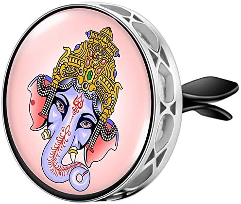 Wild Essentials Enamel Finish Ganesha Aromatherapy Car Air Freshener Essential Oil Car Vent Diffuser with Vent Clip and 8 Color Refill Pads