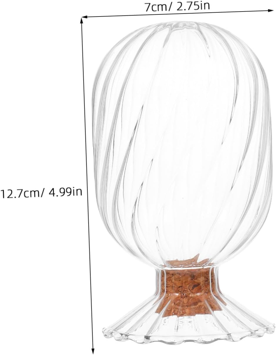Decorative Glass Match Holder Helix Shaped Cloche with Cork Lid for Striker Stylish Empty Storage Jar for Home Bathroom Display and Fireplace Use