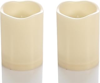 CANDLE CHOICE Waterproof Outdoor Battery Operated Flameless Candles with Timer Flickering Plastic Resin Electric LED Pillar Lights for Lantern Patio Garden Wedding Party Decorations 3x4 Inches 2 Pack