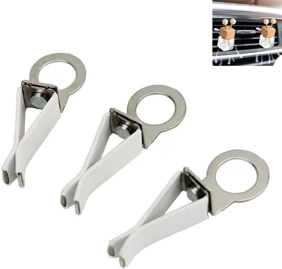 25 Pack Car Air Freshener Vent Clips Replacement Empty Essential Oil Diffuser Bottle Vent Clip Clamp Holder for Car Diffuser Bottle Glass Perfume Diffuser Cars Scents Hanging Freshener