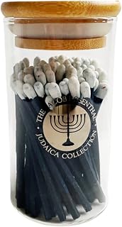 Rite Lite Hanukkah Matches for Menorah Candles in Glass Container Bulk Pack of 75 Long Matches - Chanukah Gifts Jewish Holiday Party Favors Accessories Decorations Judaica Festival of Lights Matchbox