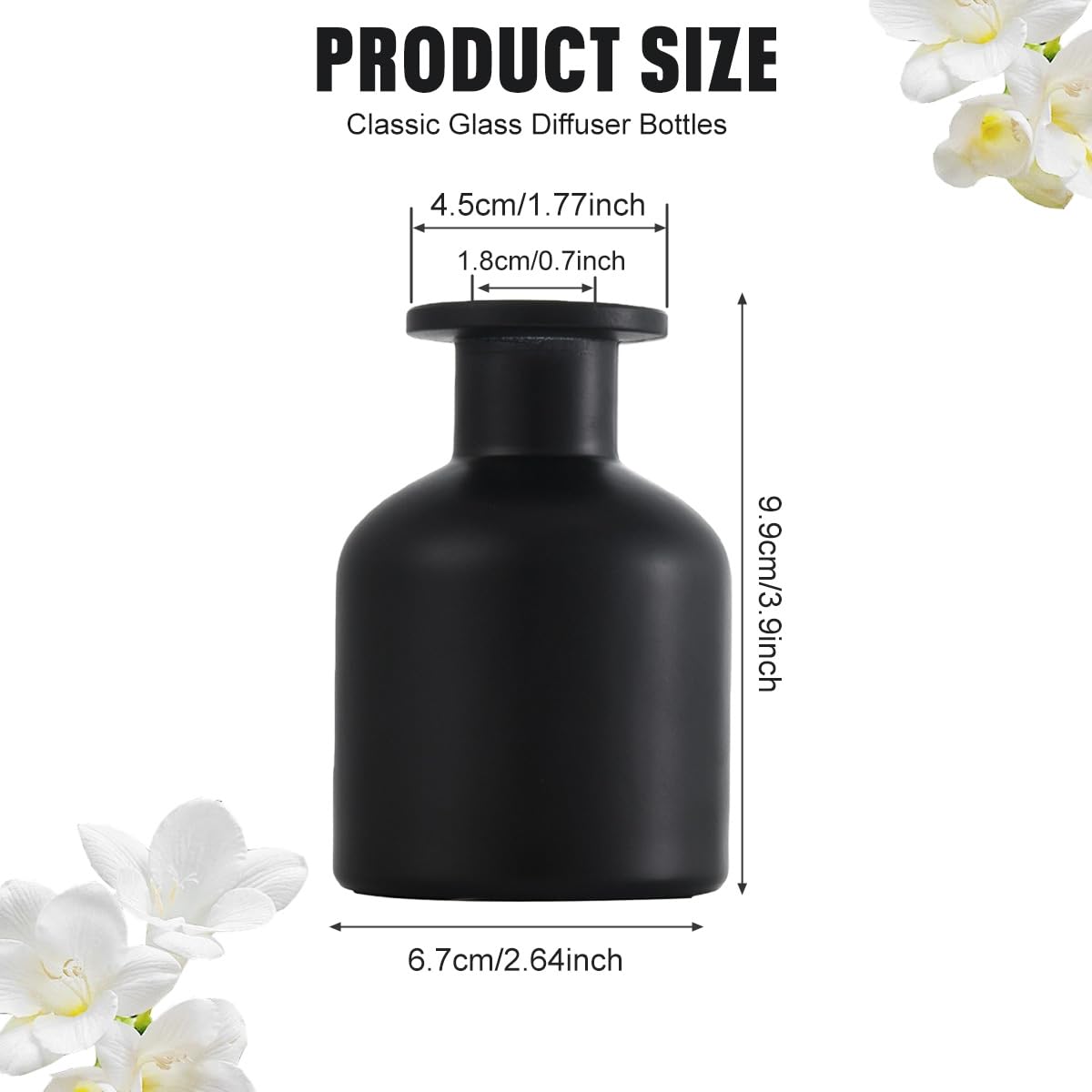 1PCS 150ml/5oz Empty Refillable Glass Diffuser Bottle Diffuser Jars Aromatherapy Storage Container Fragrance Accessories Use for DIY Replacement Reed Diffuser Sticks Crafts Decor (Black)
