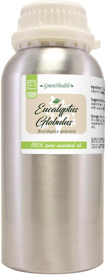 GreenHealth Eucalyptus Essential Oil – 16 fl oz (473 ml) – 100% Pure & Natural – Aromatherapy Oil in Aluminum Bottle – for Diffuser, Cleaning, Room Spray, and Home Fragrance