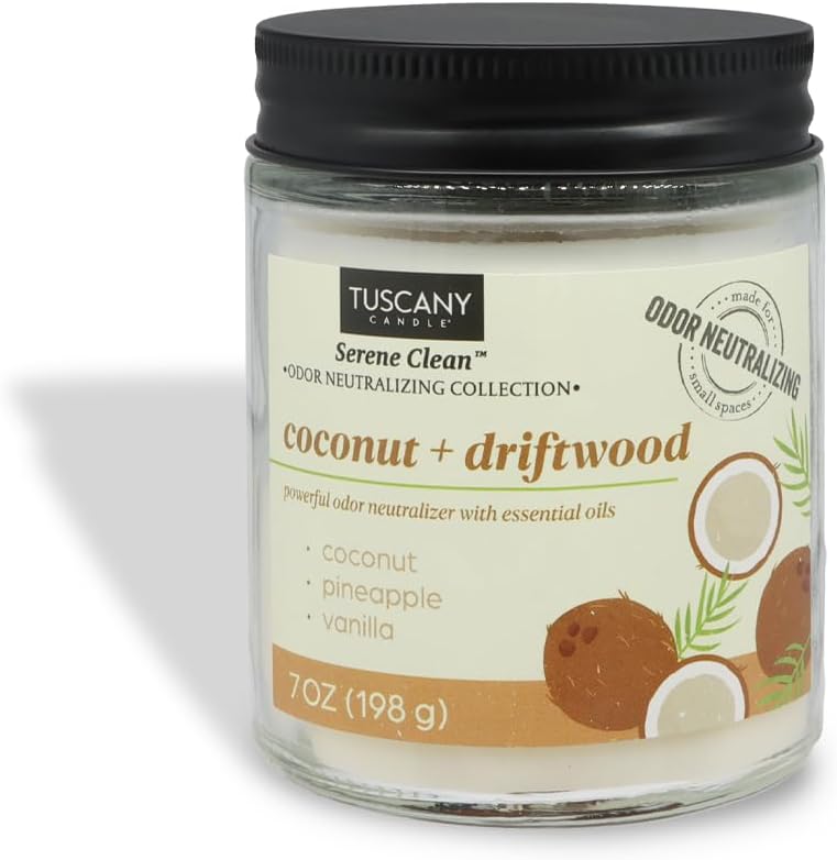 Tuscany Candle Coconut + Driftwood Scented Odor Neutralizing Candle, 7 oz - Serene Clean™ Collection