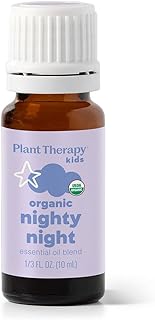 Plant Therapy Kids Organic Nighty Night Essential Oil Blend for Sleep, 10 mL (1/3 oz), 100% Pure, Undiluted, USDA Certified Organic, Encourages a Good Night's Rest