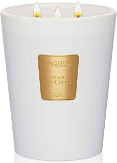 M&SENSE Creamy Vanilla Pie Soy Candle, 35oz 3-Wick 150H, Sweet Large Aromatherapy Candle, Birthday Housewarming Gift