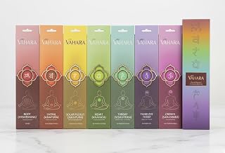 Incense Sticks Variety Pack Natural Masala Incense Sticks, 7 Chakra Sandalwood Incense for Meditation, Yoga & Relaxation Hand Rolled Aromatherapy Vahara Gift Set