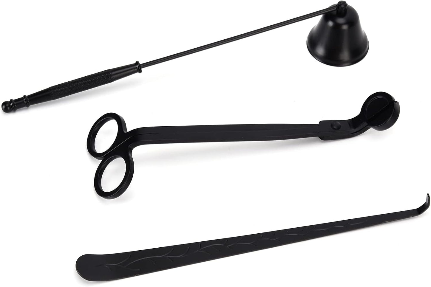 3PCS Candle Accessory Set Candle Wick Trimmer Cutter Snuffer Extinguisher Wick Dipper Gift Supplies (Black)