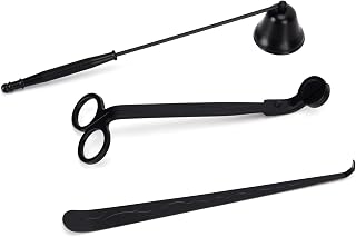 Candle Snuffer Candle 3PCS Accessory Set - Stainless Steel Wick Trimmer, Snuffer, and Dipper - for Lovers (Black)