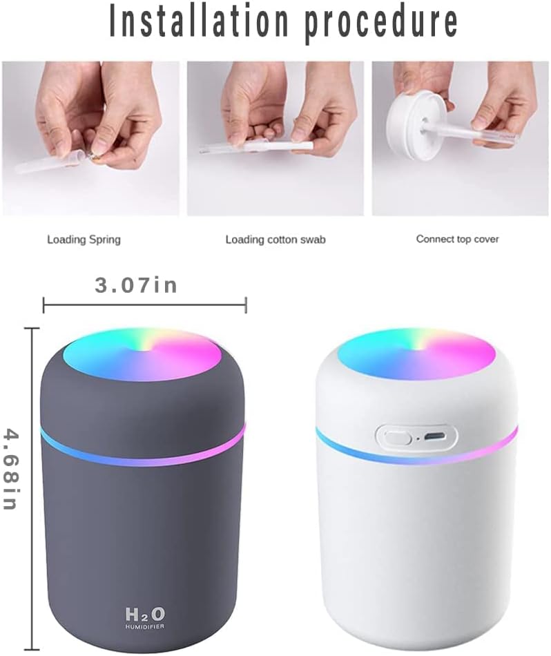Colorful Cool Mini Humidifier, Essential Oil Diffuser, Aroma Essential USB Personal Desktop Humidifier for Car, Office Room, Bedroom etc,2 Adjustable Mist Modes (Navy Blue)