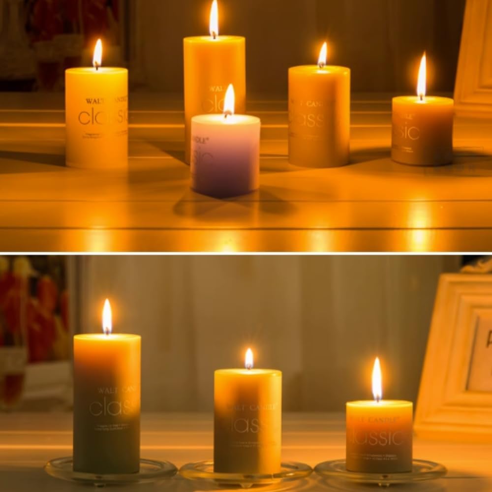 OUKEYI 8 Pack 2x3'' Hand Poured Scented Dripless Pillar Candles, Soy Candles, Non-Toxic, Smokeless, Lasting Clean Burning Candles, for Home Décor, Bathroom, Wedding Decorations ﻿, OUKEYI-100990