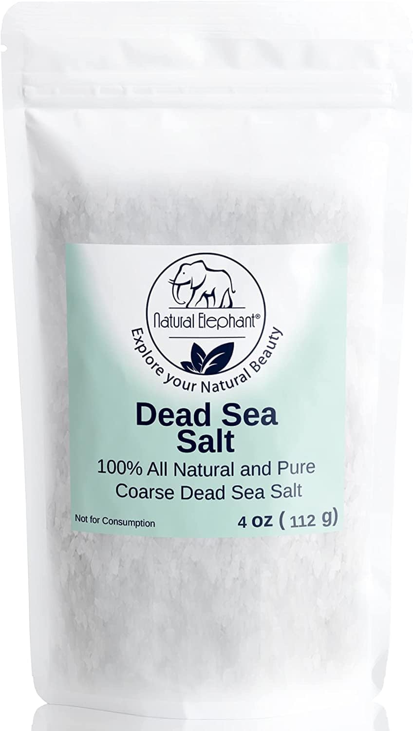 Natural Elephant Dead Sea Bath Salt | 4oz Trial Size | 100% Natural and Pure | Coarse Grain | Ideal for Baths and Soaks