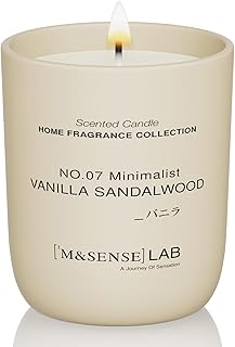 M&SENSE Natural Soy Candle| Vanilla Sandalwood | 5.3 oz | Mini Spring Scented Candles for Relaxation,Meditation, Home Décor | for Bedroom, Office, Party Small