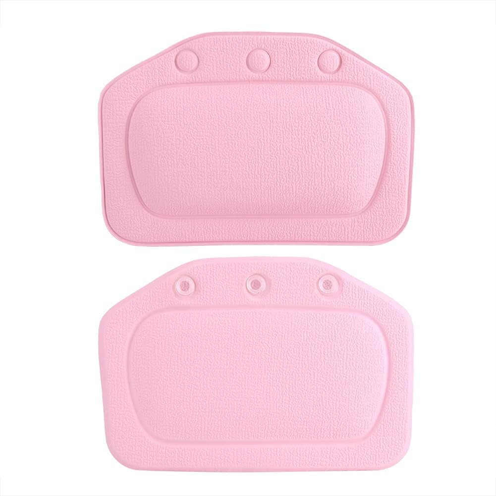 Bath Pillow, Bathtub Head Neck Support, Soft Foam Padded Spa Tub Headrest Back Shoulders Support Cushion Bathroom (Pink)