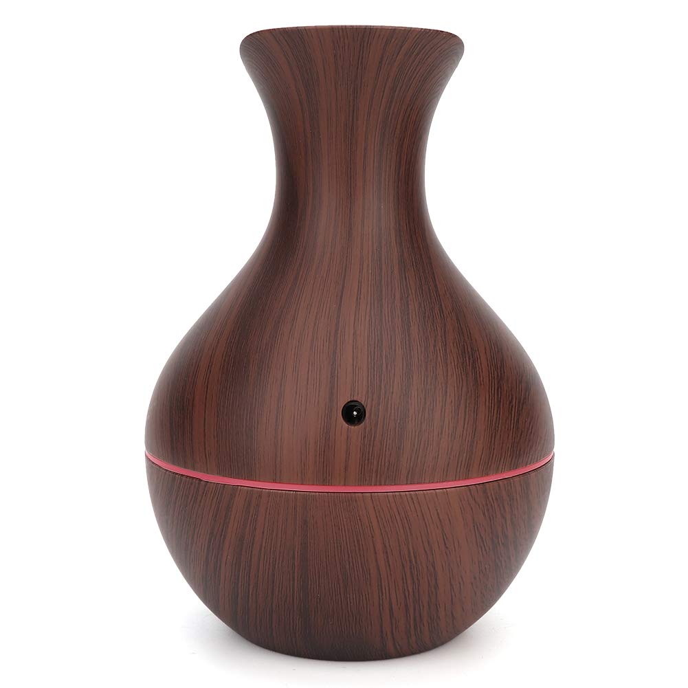 Essential Oil Diffuser, 130ml USB LED Ultrasonic Diffuser Essential Oil Diffuser Humidifier with 7 colors Portable Cool Mist Humidifier for Home Office.(Dark Wooden Grain)
