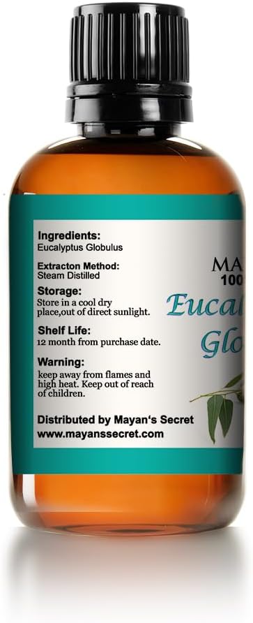 Eucalyptus Globulus Essential Oil, for Clear Breathing, Mucus Relief, Nausea Relief, Stress Relief