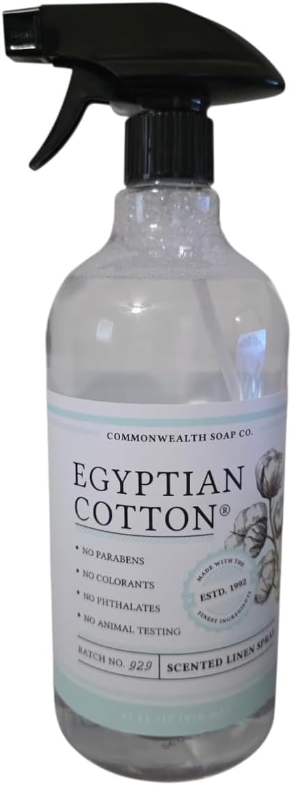 COMMONWEALTH SOAP CO Egyptian Cotton Scented Fabric, Linen &amp; Room Spray 33 Fl Oz