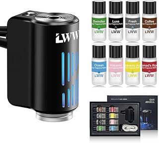 LWW Smart Car Air Freshener Diffuser, Rechargeable Car Aroma Diffuser with 3 Spray Modes & Color Light, Long Lasting Auto Scent Diffuser with 8 Essential Oils for Car Home Office, Black