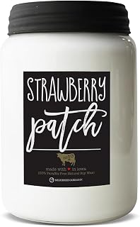 Milkhouse Candle Company Strawberry Patch Soy Candle - Ripe Strawberries | Sun-Drenched Berries | Juicy Fruit Scented - 26 oz Farmhouse Jar with Lid - 150+ Hour Burn Time, Made in the USA