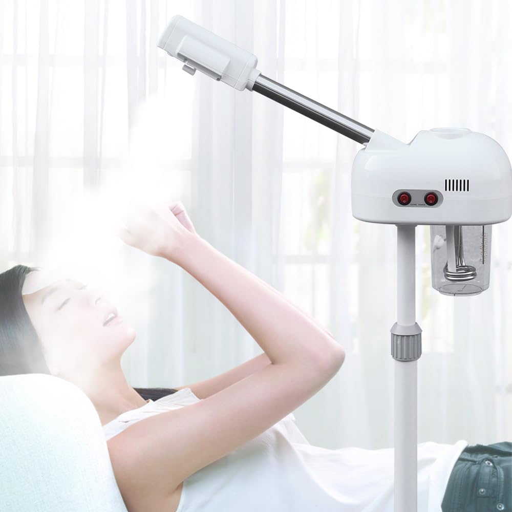 Professional Facial Steamer, Ozone Spa Face Steamer on Wheels, Professional Skin Care Equipment, Esthetician Steamer for Salon Beauty and Spa, Mist Face Steamer for Skin Care, Adjustable Height