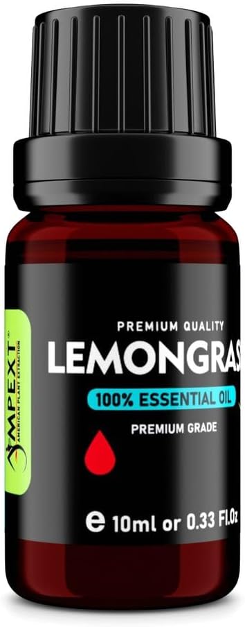 Lemongrass (Cymbopogon citratus) 100% Pure Essential Oil, Select Grade, 10ml